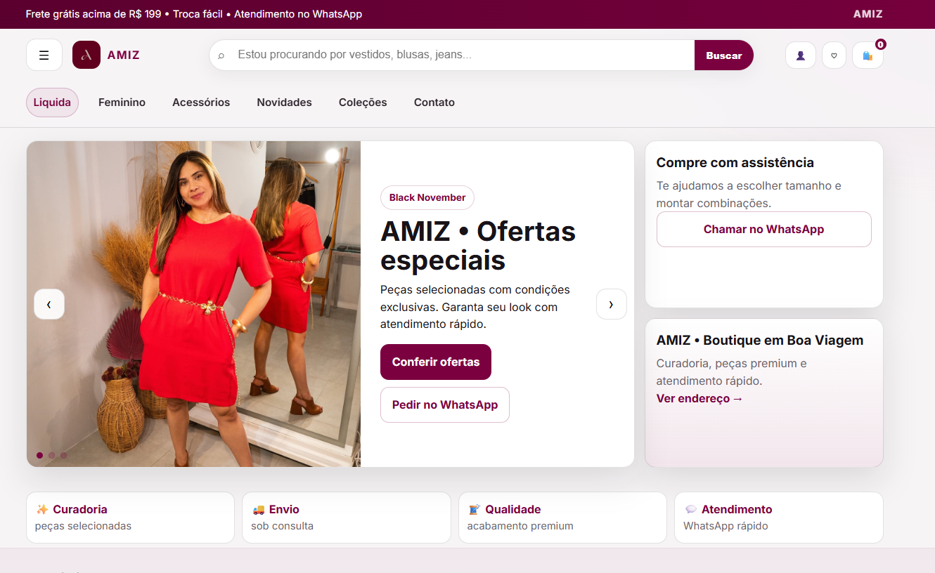 Preview do projeto Loja AMIZ